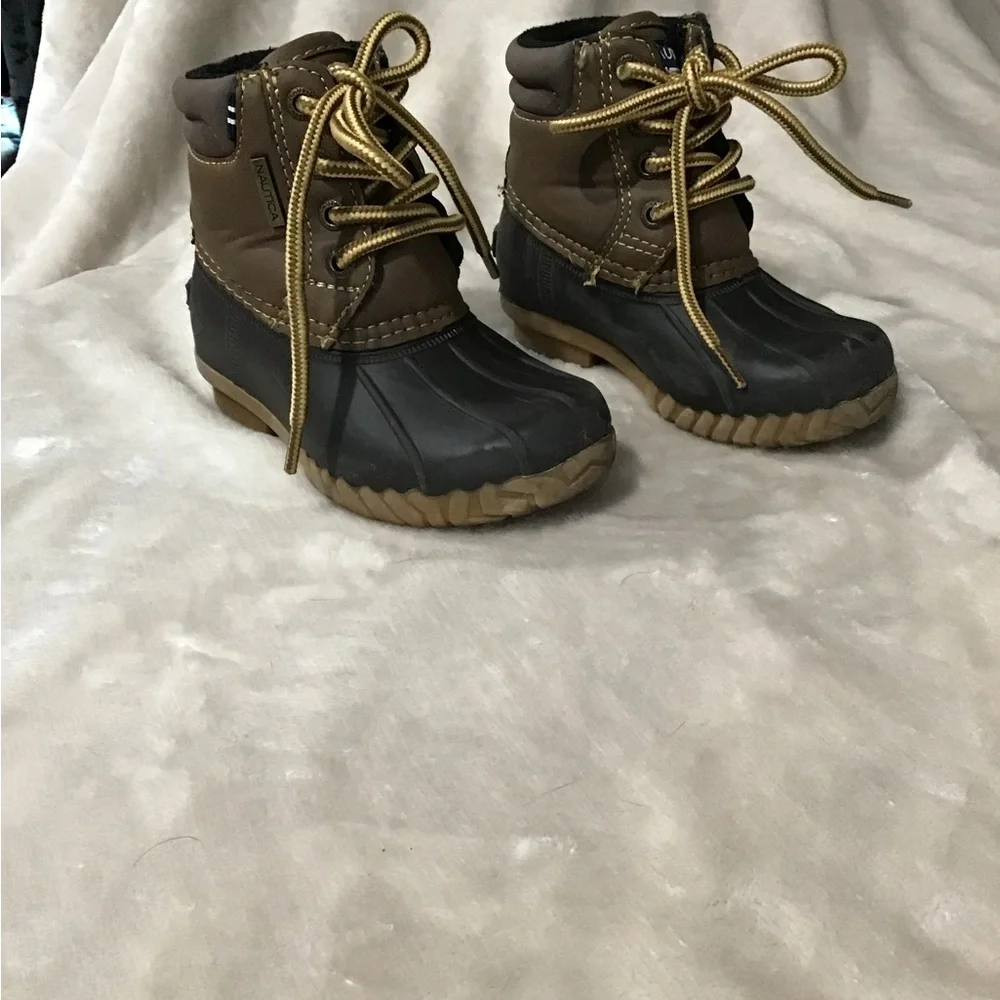 Nautica Channing Toddler Brown Black Duck Boots All Weather Lace Up Size 6T
